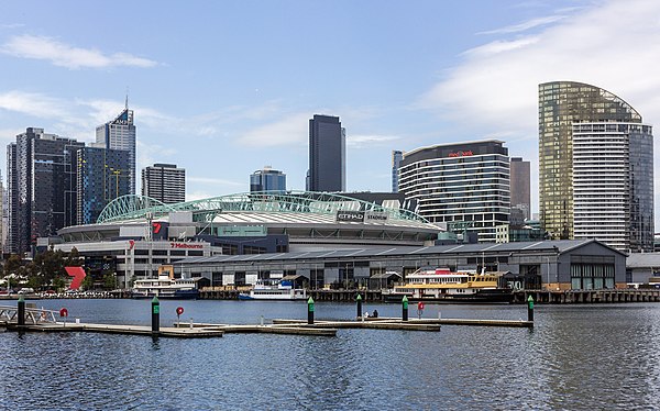 View toward Docklands, including Docklands Stadium, October 2017