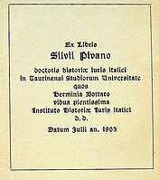 Ex-libris Silvio Pivano