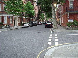 Flood Street residential street in Chelsea, London, between Kings Road and Royal Hospital Road