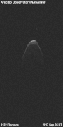 Animation de l'astéroïde Florence prise par le radar d'Arecibo.