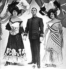 Mazie Follette, Harry Fairleigh, and Nellie Adams in "The Prince of Pilsen", from a 1903 publication.