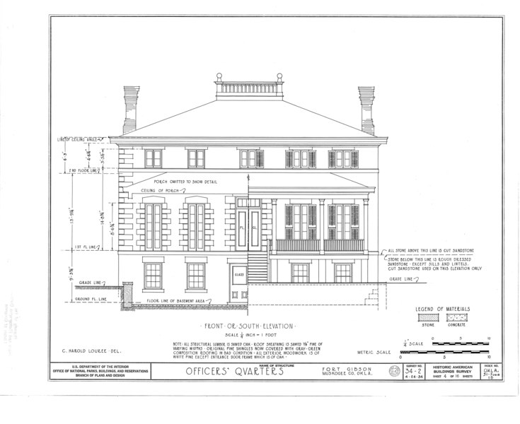 File:Fort Gibson, Commanding Officer's Quarters, Coppinger Avenue, Fort Gibson, Muskogee County, OK HABS OKLA,51-FOGIB,1B- (sheet 4 of 16).tif