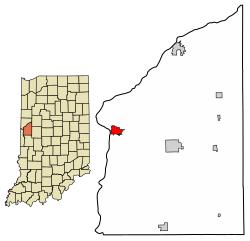Fountain County Indiana Incorporated and Unincorporated areas Covington Highlighted 1815490.svg