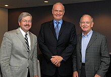 Branstad (left) with Fred Thompson and Robert D. Ray in 2007 Fred Thompson with Terry Branstad and Bob Ray.jpg