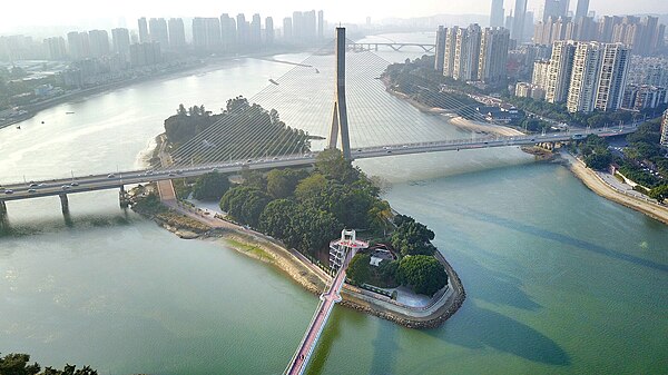 Image: Fuzhou sanxianzhou Bridge and River Central Park