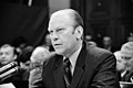 Image 15 Watergate scandal Photo credit: U.S. News & World Report U.S. President Gerald Ford appearing at an October 1974 House Judiciary Subcommittee hearing regarding his pardon of Richard Nixon. Nixon had resigned due to his involvement in the Watergate scandal, which began with an attempted break-in at the Democratic National Committee headquarters at the Watergate Office complex on June 17, 1972. More selected pictures
