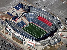 An aerial photo of an empty Gillette Stadium in 2007