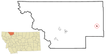 Glacier County Montana Incorporated and Unincorporated areas Cut Bank Highlighted.svg