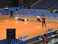 Japan women's team defending. Goalball regional championships, Chiba, Japan (2019).