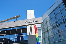 An image of Google's corporate headquarters.