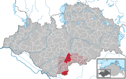 Grabows beliggenhed i Mecklenburg-Vorpommern