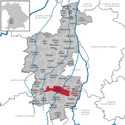 Läget för Großaitingen i Landkreis Augsburg