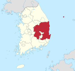 Kaart van provincie Gyeongsangbuk-do van Zuid-Korea