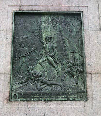 A plaque commemorating the Battle of Harlem Heights on the Math Building at Columbia University