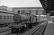 2-6-0 on pilot duty in 1959 Hereford Station, with 2-6-0 on pilot duty geograph-2523386-by-Ben-Brooksbank.jpg