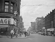 High Street from the corner of Appleton in October 1941, with the YMCA building in the foreground High Street, Holyoke, Massachusetts 1941.jpg