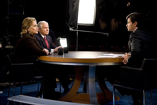 Secretary of Defense Robert M. Gates and Secretary of State Hillary Clinton talk with George Stephanopoulos in December 2009 in Washington, D.C.