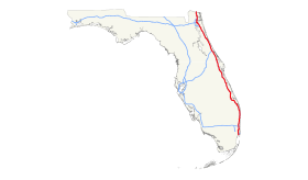 De route van de Interstate 95 in Florida