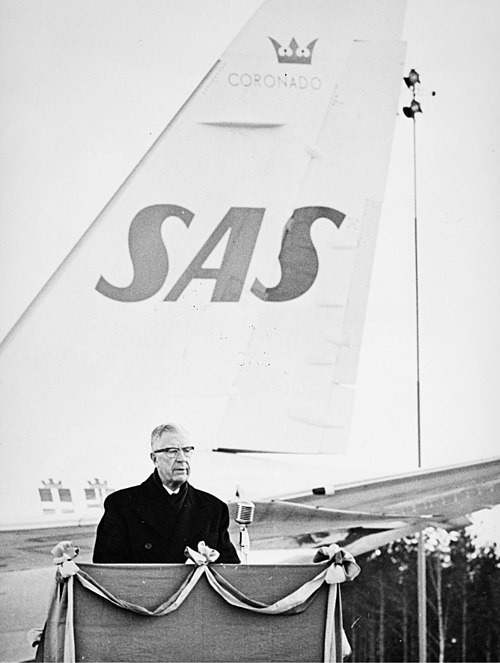 King Gustaf VI Adolf presiding over the ceremony which officially inaugurated Stockholm–Arlanda Airport (1 April 1962)