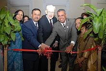 Jaya Thyagarajan (extreme right) with the Consul General Mr. Prabhu Dayal and Ambassador Philip Talbot at the launch of Asia Initiatives, New York, April 2009 Inauguration.jpg