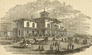 Engravings of the Ingleside Hotel and its campus, prior to 1875