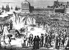 Representation of the Autos de Fe (the burning of a heretic) of the Portuguese Inquisition in Terreiro do Paco, Lisbon Inquisicao.jpg