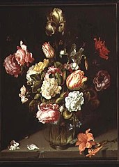 Flowers in a Glass Vase in a Niche