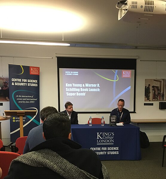 File:KCL Centre for Science & Security Studies launch event for Young and Schilling book March 2020.jpg