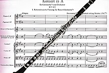 Score of Mozart's Clarinet Concerto with basset clarinet (Leitner & Kraus) KV 622 basset cl.jpg