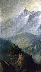 Détail de la peinture précédente montrant le Kriváň.