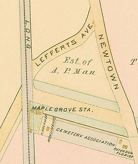 Mapo montranta Maple Grove-stacion en 1891
