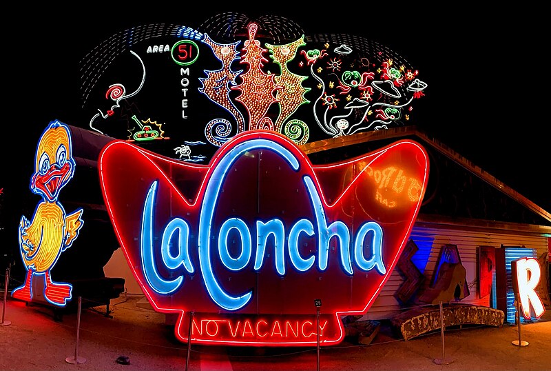 File:La Concha and Ugly Duckling Car Sales signs - Neon Museum.jpg