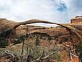 Landscape Arch, Utah. Darkend sky, lightened foreground