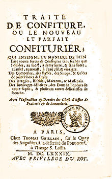 Le Nouveau et Parfait Confiturier, 1689