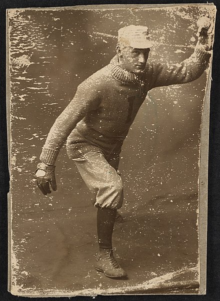 Left handed pitcher showing pitching motion, [ca. 1900]. Michael T. "Nuf Ced" McGreevy Collection, Boston Public Library