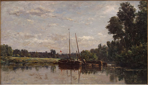 Båtar på Oise, 1865, olje på tavle, 36 x 67 cm, Louvre