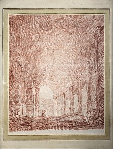 File:Lyon 1er - Musée des Beaux-Arts - Exposition Formes de la ruine - L'Intérieur du Colisée (Hubert Robert).jpg