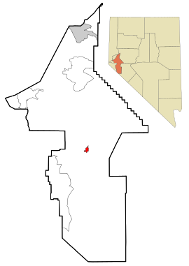 Lyon County Nevada Incorporated and Unincorporated areas Yerington Highlighted.svg