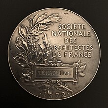 Médaille de la Société nationale des architectes de France attribuée à Paul Térade