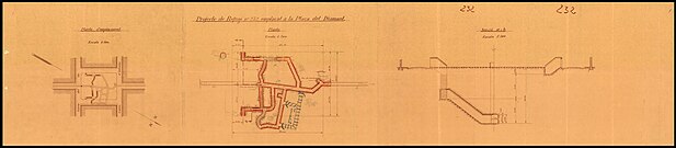 Plànol del refugi 232 de la plaça del Diamant (Gràcia).