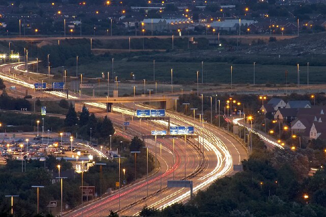 Looking down onto the M27 from Portsdown Hill