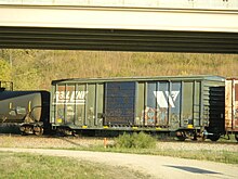 Montana Rail Link boxcar on the Cedar Rapids & Iowa City Railway at Cedar Rapids MRL boxcar.jpg