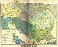 Ethnographic map of the Balkans in the New Larned History (1922)