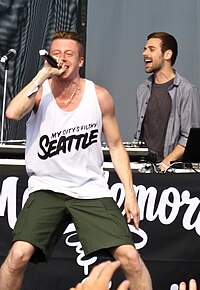 Macklemore & Ryan Lewis's "Thrift Shop" topped the ARIA Singles Chart for five consecutive weeks, becoming their first number-one single on the chart. Macklemore & Ryan Lewis at Sasquatch 2011.jpg