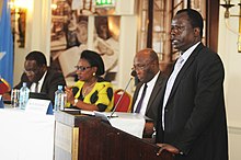 Maj. Gen. Francis Okello, AMISOM Chief of Plans and Operations, speaks during the AMISOM 2018 Budget workshop in Nairobi, Kenya, on March 2, 2017. AMISOM Photo (33049120772).jpg