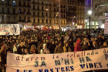 Demonstration in Barcelona on 22 January 2011, against the raise in the retirement age