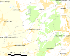 Mapa obce Espinasse-Vozelle