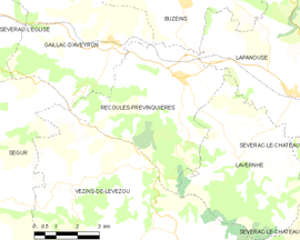 Mapa obce Recoules-Prévinquières