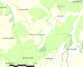 Mapa obce Poncey-sur-l’Ignon