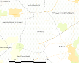 Mapa obce Bourdic